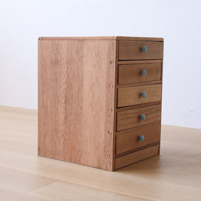 アンティーク 整理箱 タンス 古家具 ラワン 引き出し5杯 無塗装