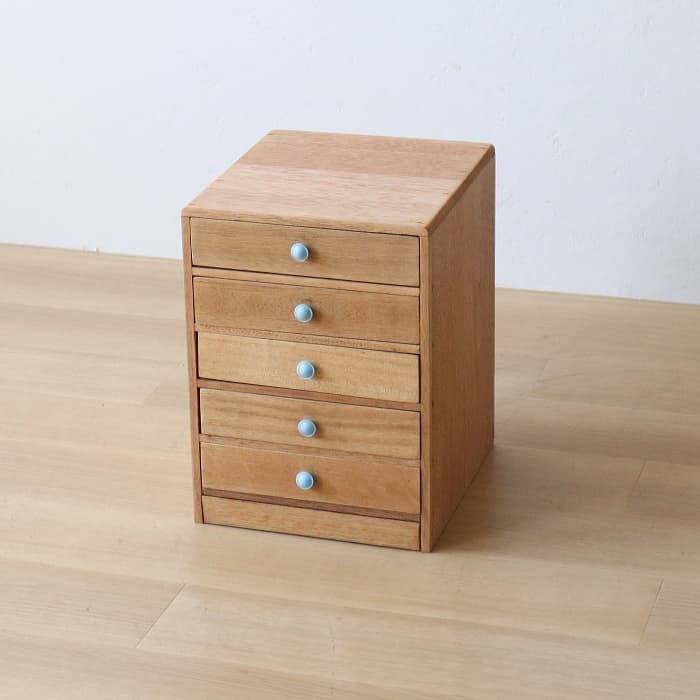 アンティーク 整理箱 タンス 古家具 ラワン 引き出し5杯 無塗装