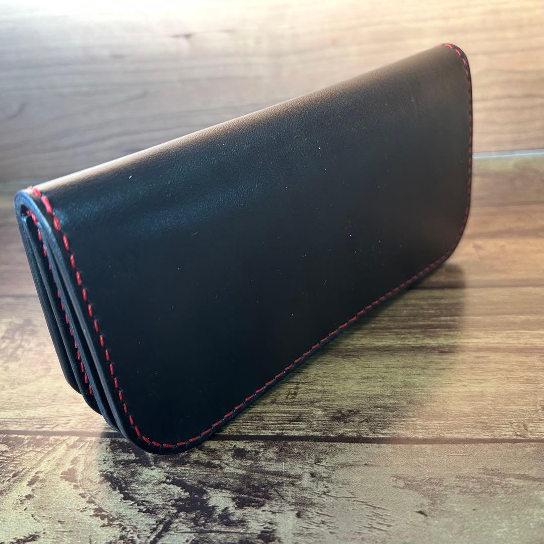 【牛ヌメ革／手染めブラック】ロングウォレット｜重厚感ある長財布｜手縫い