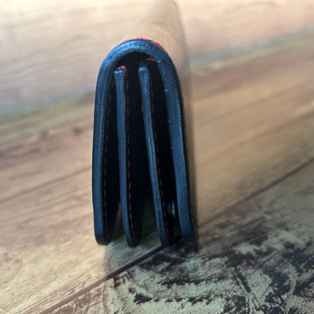 【牛ヌメ革／手染めブラック】ロングウォレット｜重厚感ある長財布｜手縫い