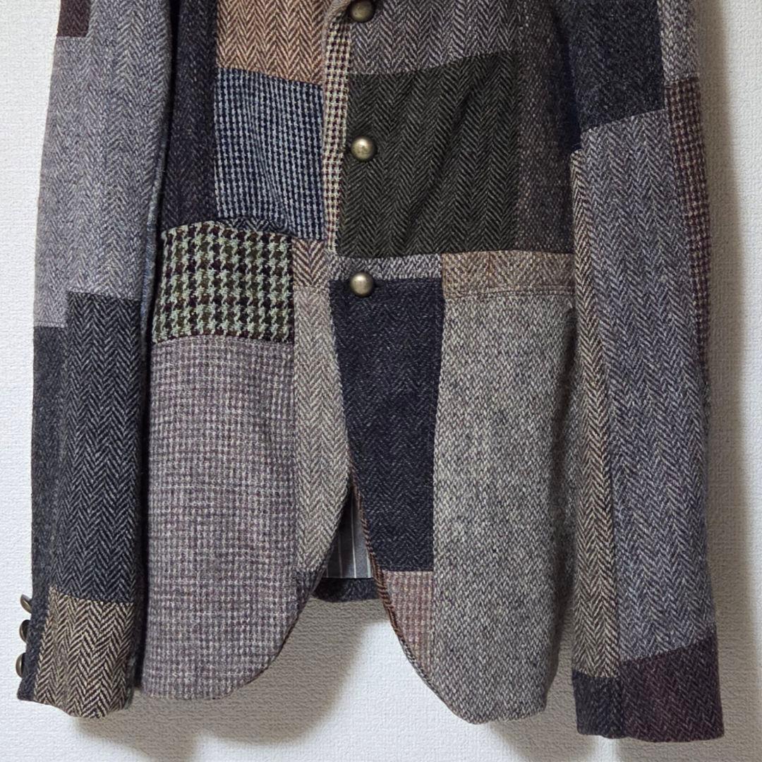 【美品】ハリスツイード 再構築　パッチワーク ツイード ジャケット M