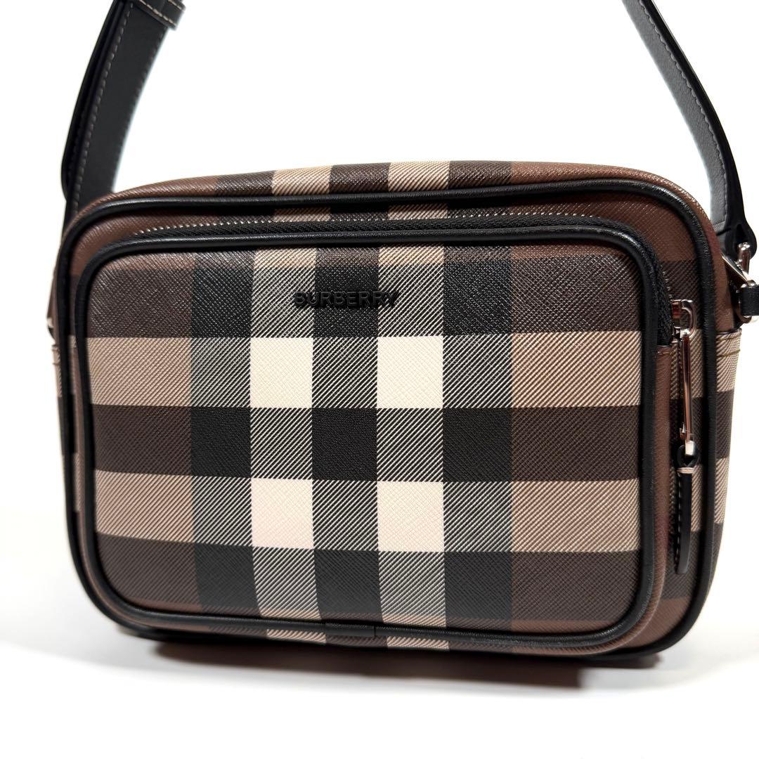 【未使用に近い】【現行】バーバリー　パディバッグ　チェック柄　PVC ブラウン
