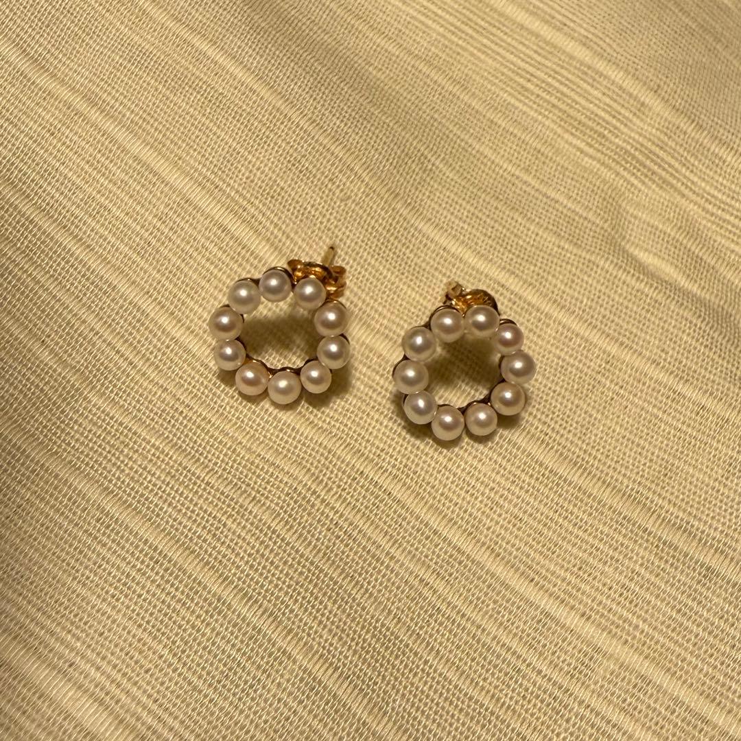 ete 18金 淡水パール サークルピアス