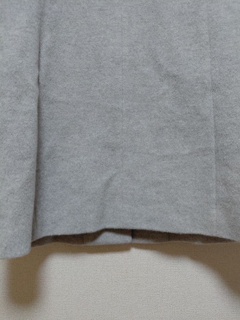 美品　ANAYI グレー ポケットファーノーカラーロングコート 38