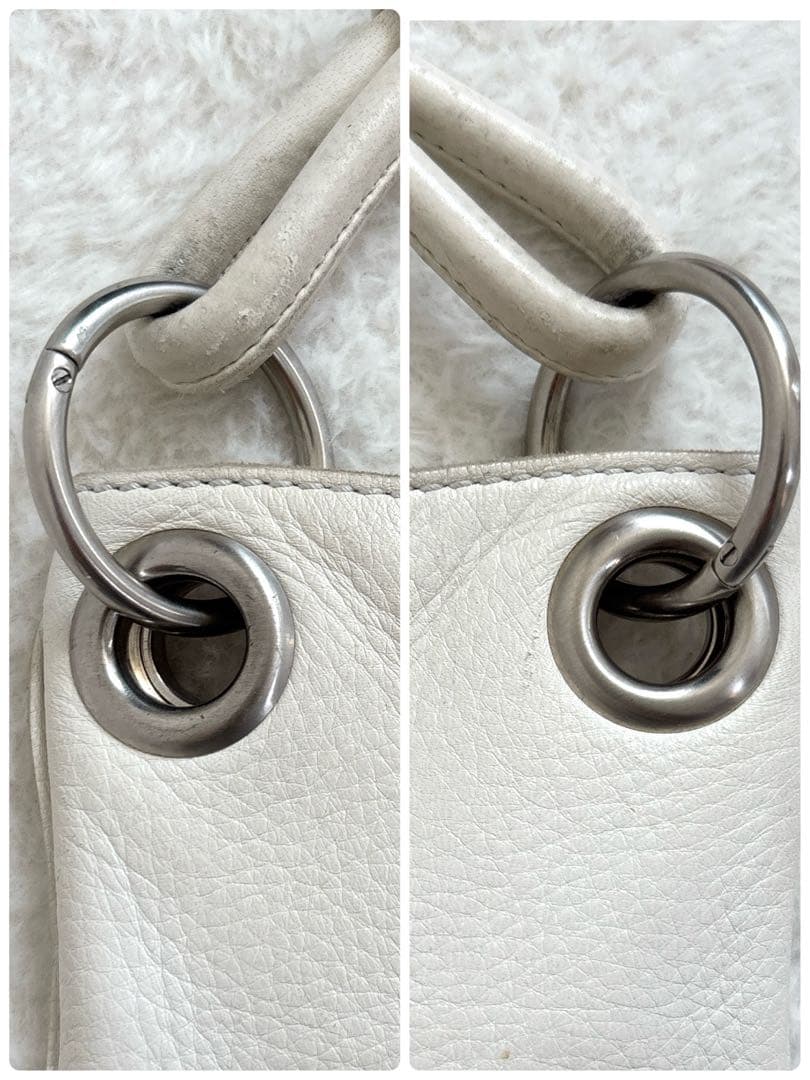 Bottega Veneta トートバッグ レザー シボ革 ホワイト 白 肩掛け