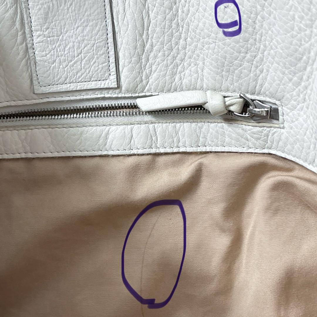 Bottega Veneta トートバッグ レザー シボ革 ホワイト 白 肩掛け