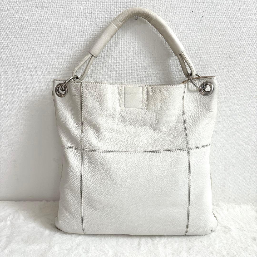 Bottega Veneta トートバッグ レザー シボ革 ホワイト 白 肩掛け