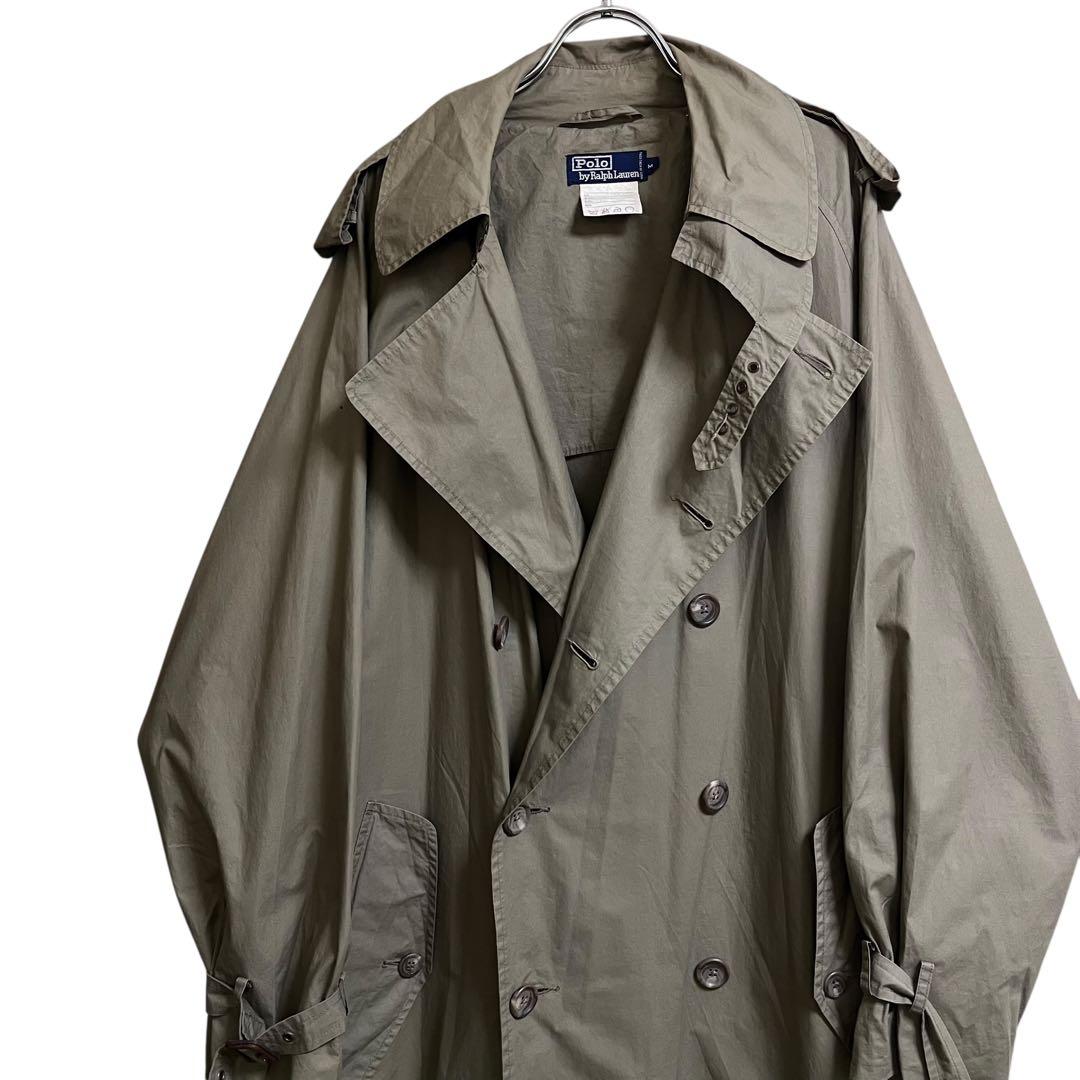 90s ポロラルフローレン トレンチコート M コットン ロング丈 カーキ 名作