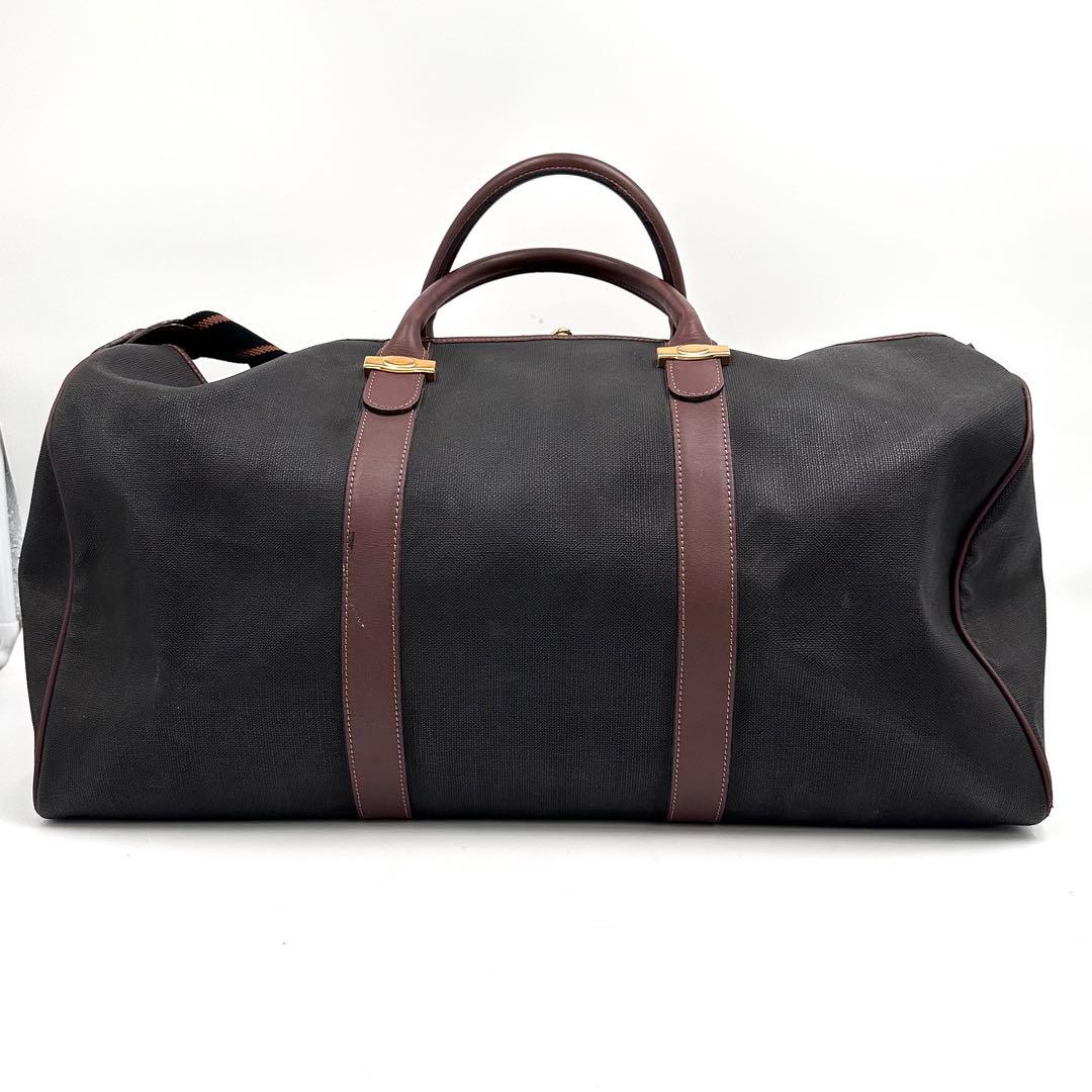 ダンヒル ボストンバッグ 2way 大容量 内側チェック レザー ブラウン