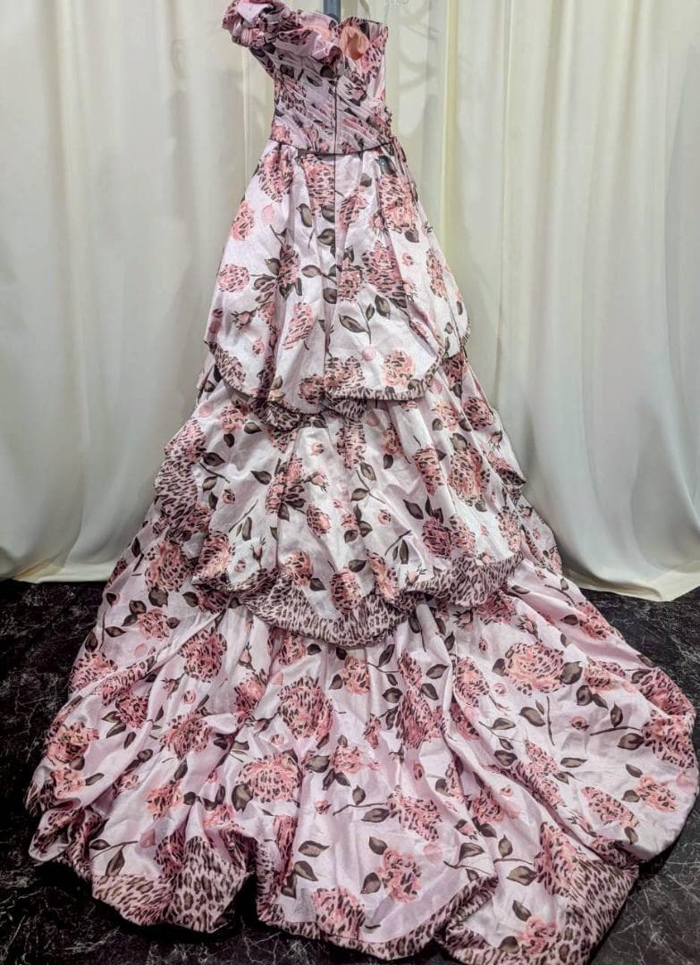 カラードレス　花柄ロング　ピンク　パーティードレス　ライブ衣装　サンクタカリナ