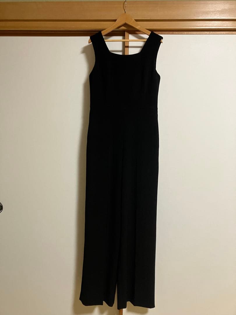 値下げ エストネーション スクエアネックノースリーブ オールインワン 黒 38