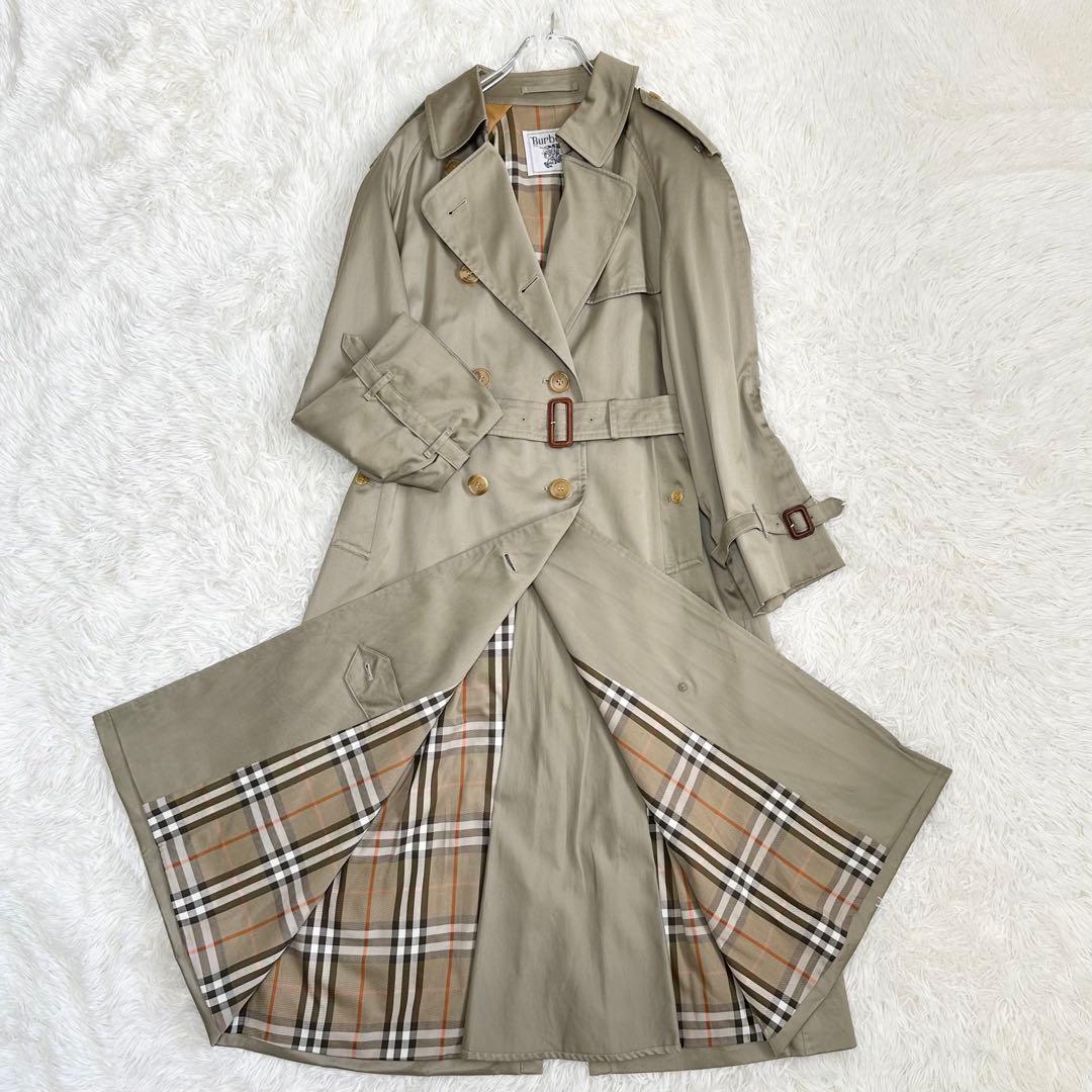 バーバリーズ トレンチコート ノバチェック カーキ系 レディース M
