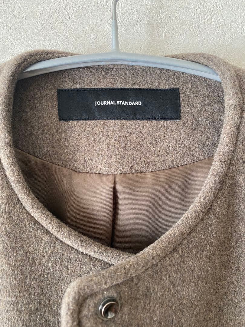 ジャーナルスタンダード スーパー140 ビーバー　ノーカラー ショートコート