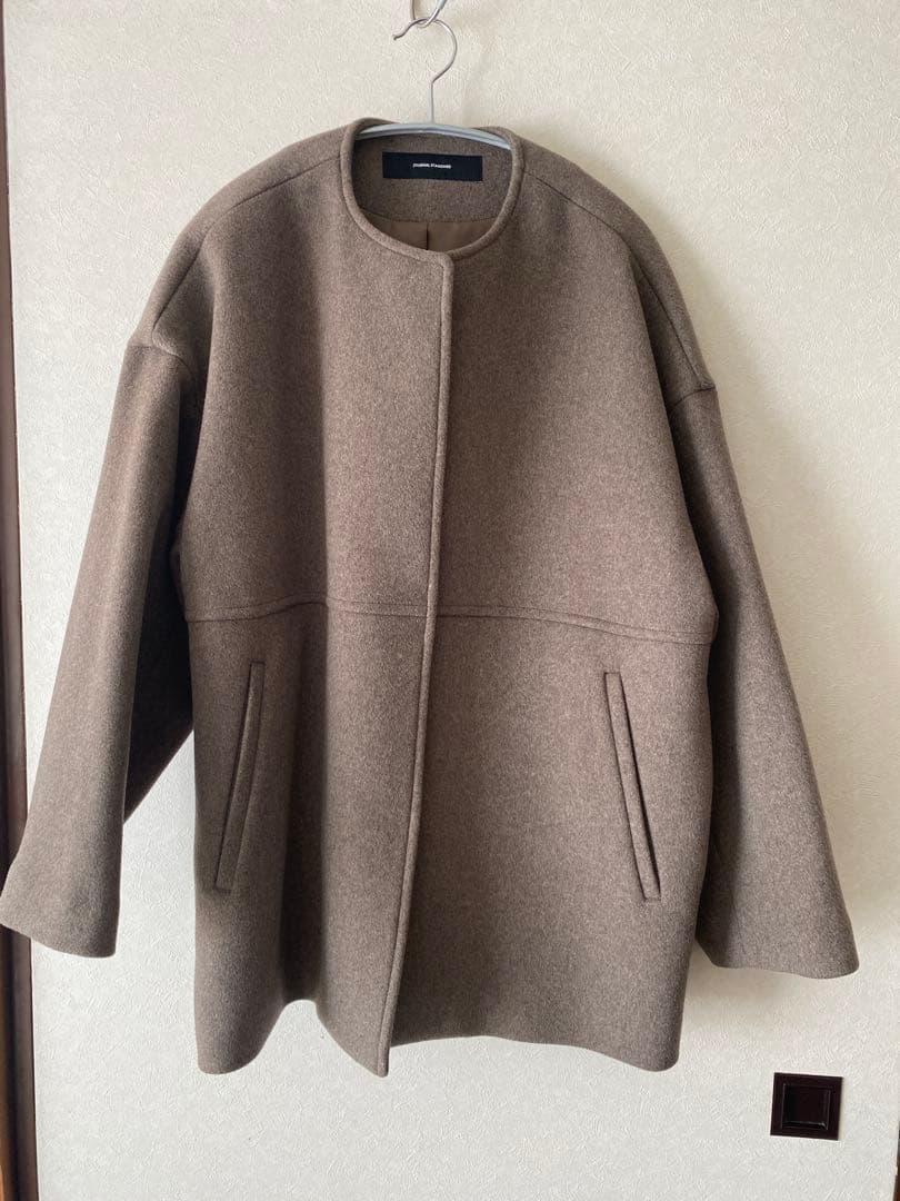 ジャーナルスタンダード スーパー140 ビーバー　ノーカラー ショートコート