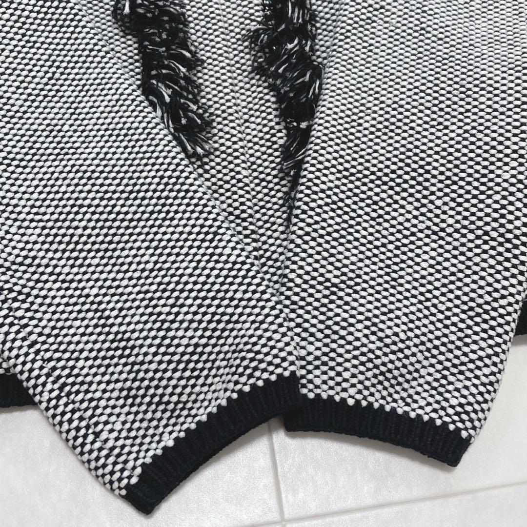 Max Mara ノーカラーニットジャケット チェーンフリンジ M 白タグ