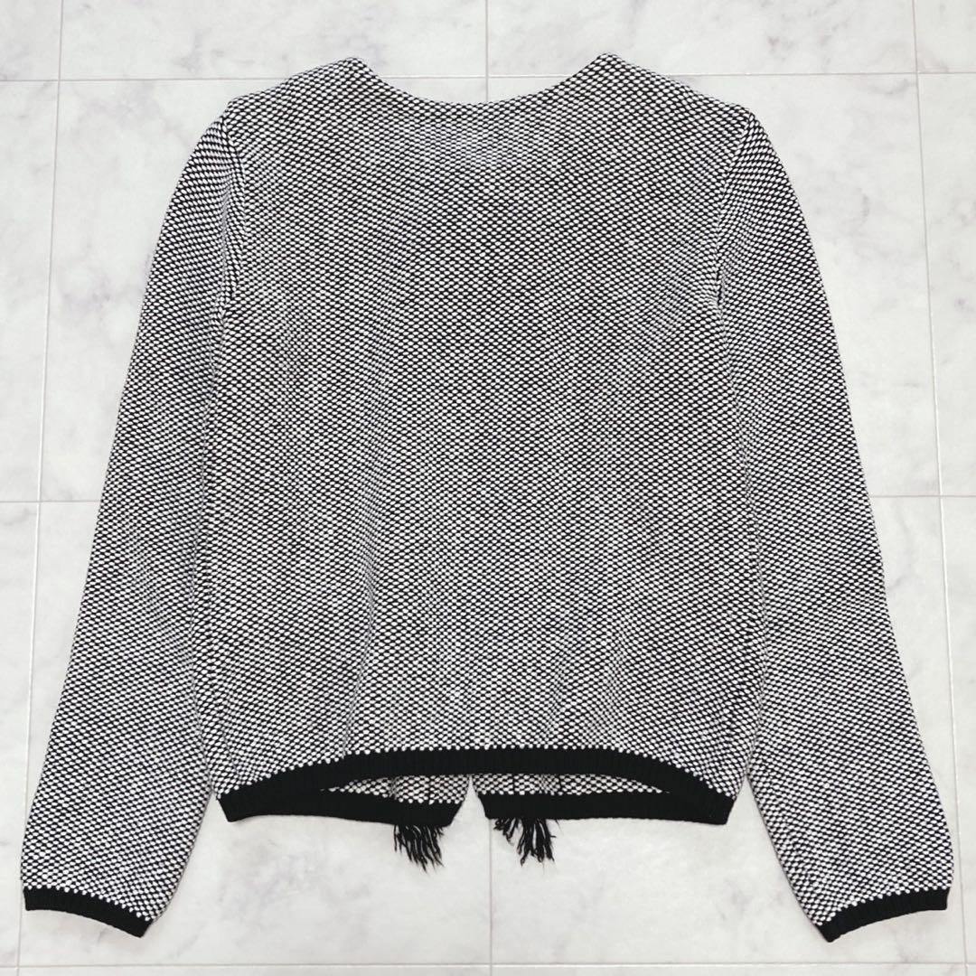 Max Mara ノーカラーニットジャケット チェーンフリンジ M 白タグ