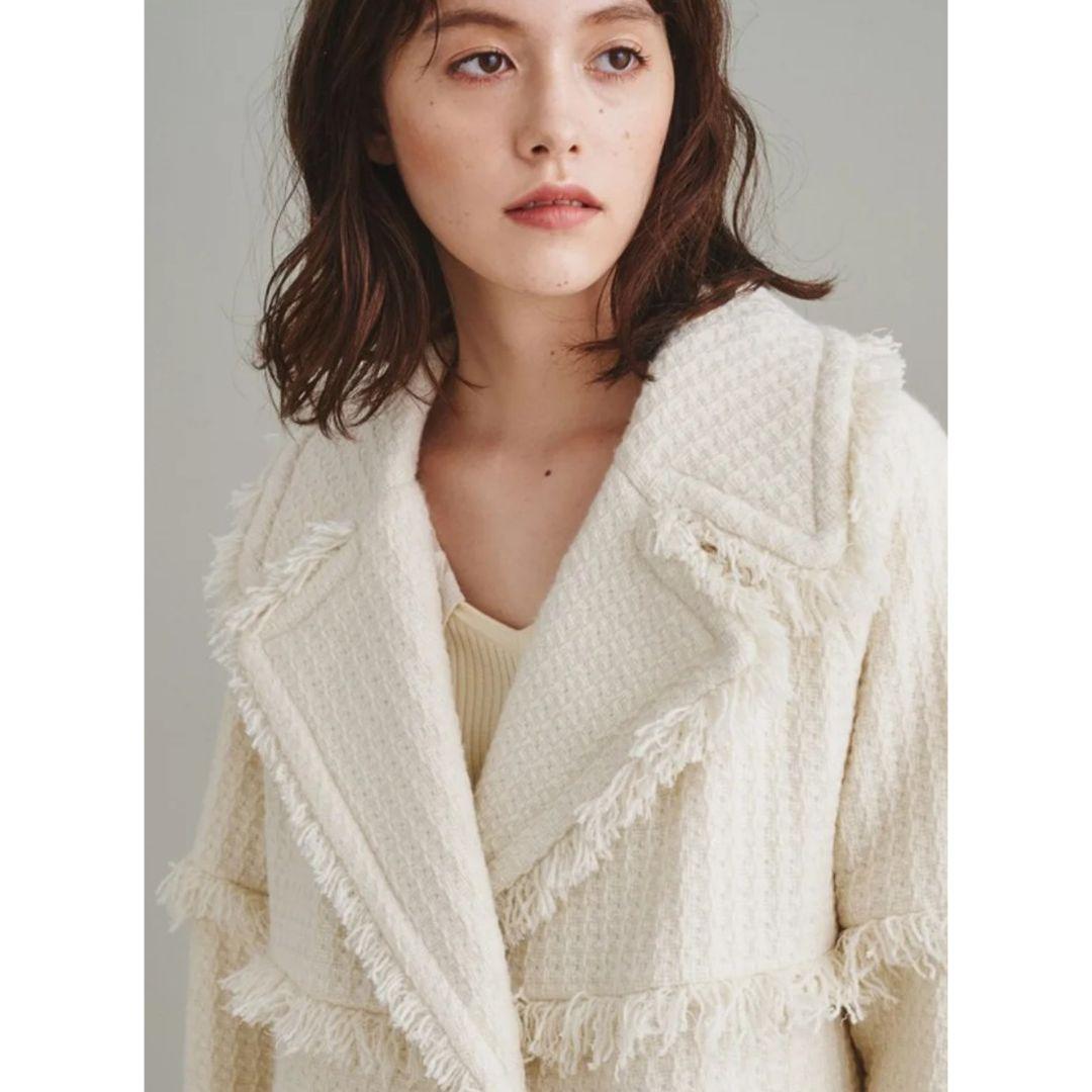 極美品♪GRACE CONTINENTAL ロービングフリンジコート 金ボタン