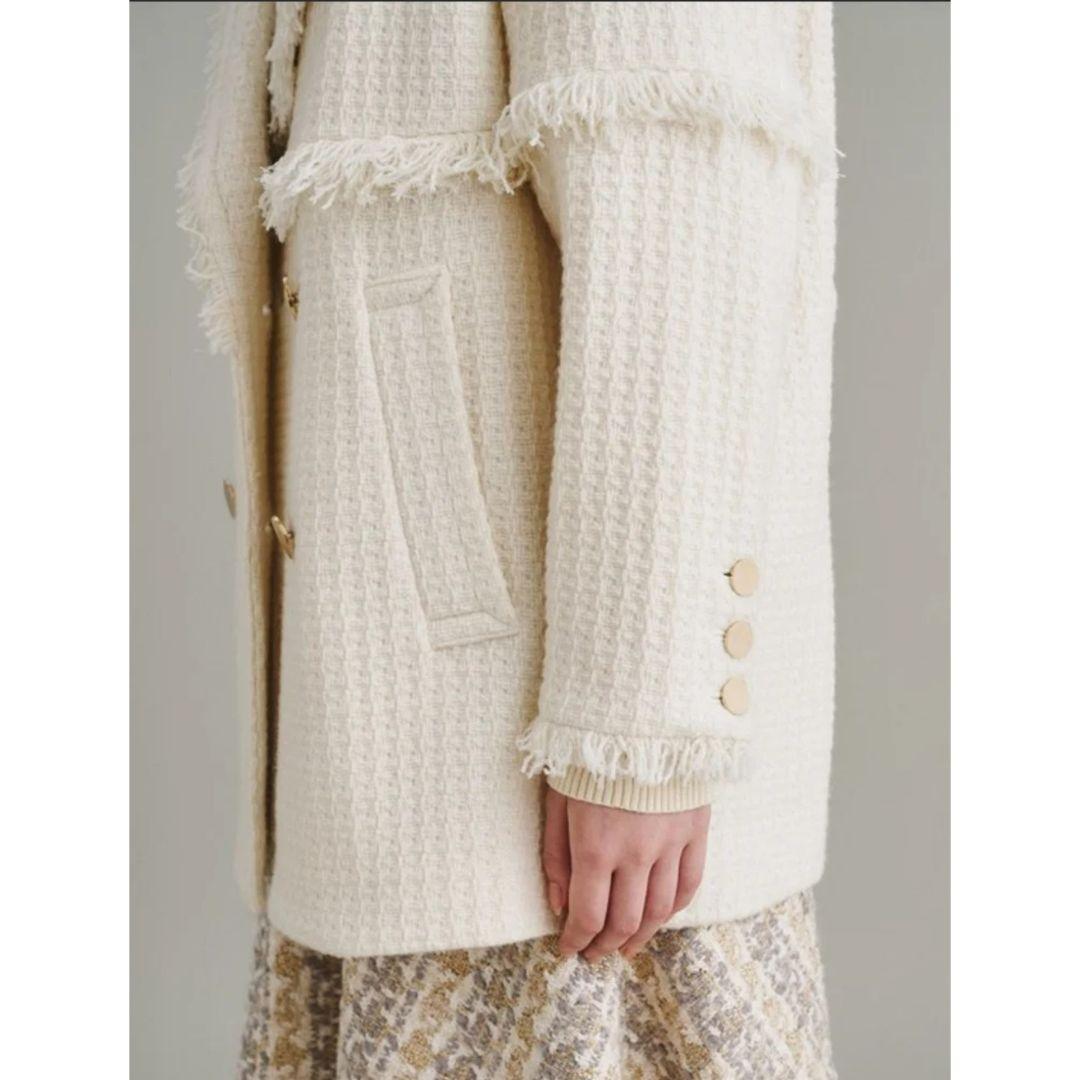 極美品♪GRACE CONTINENTAL ロービングフリンジコート 金ボタン