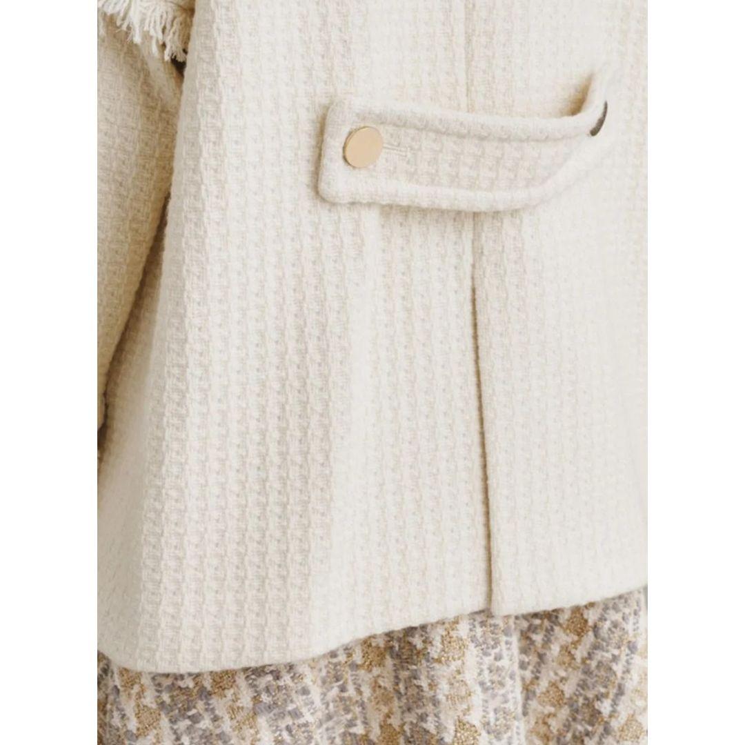 極美品♪GRACE CONTINENTAL ロービングフリンジコート 金ボタン