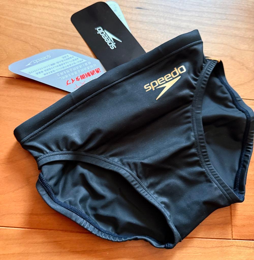 【新品】SPEEDO ショートブーン　ブラック×ゴールド SSサイズ 競泳水着