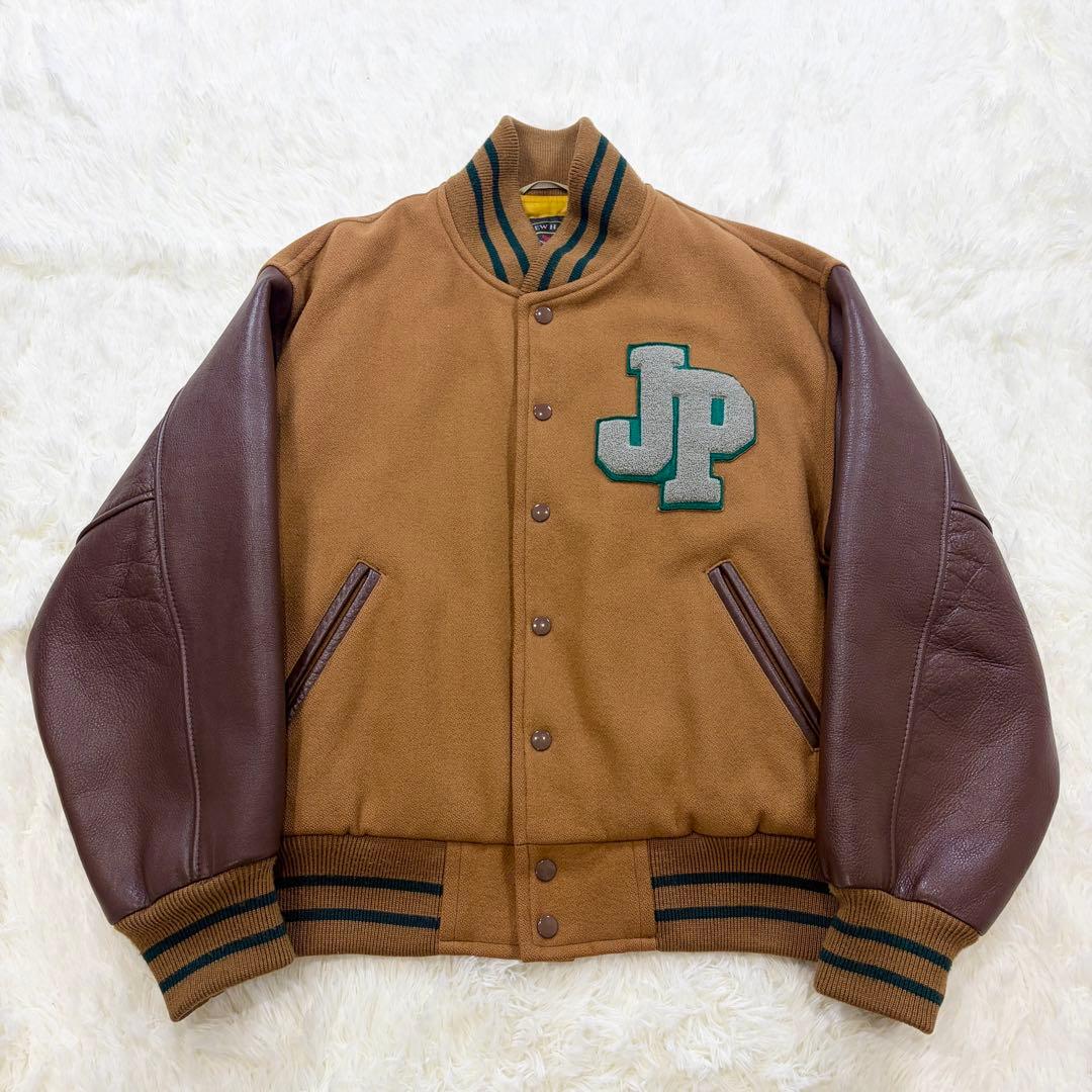 J.PRESS スタジャン 袖レザー ワッペン 裏地キルティング ブラウン L