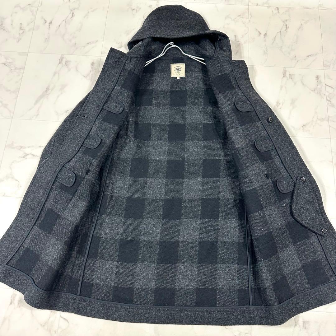 【美品】J.PRESS ジェイプレス ダッフルコート ウール混 ダークグレー L