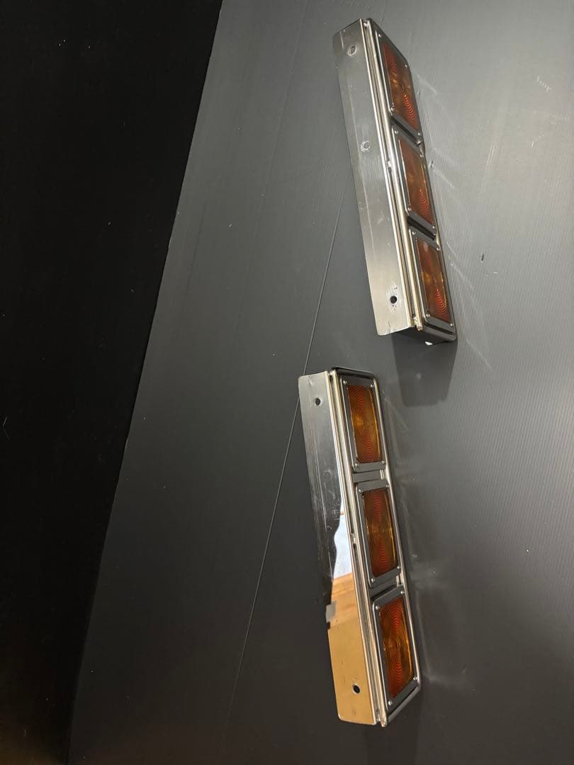 ☆3連 中間サイドウィンカー　丸棒巻き　左右セット　ステンレス　レトロ デコトラ