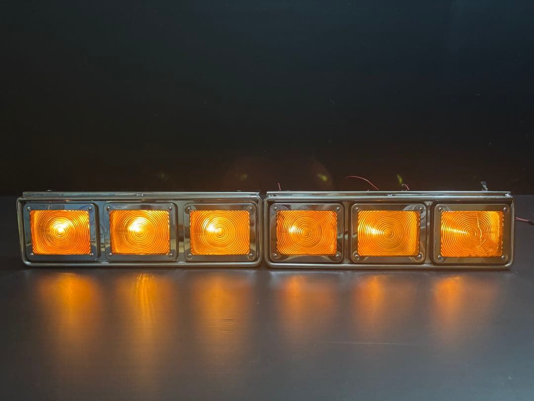 ☆3連 中間サイドウィンカー　丸棒巻き　左右セット　ステンレス　レトロ デコトラ