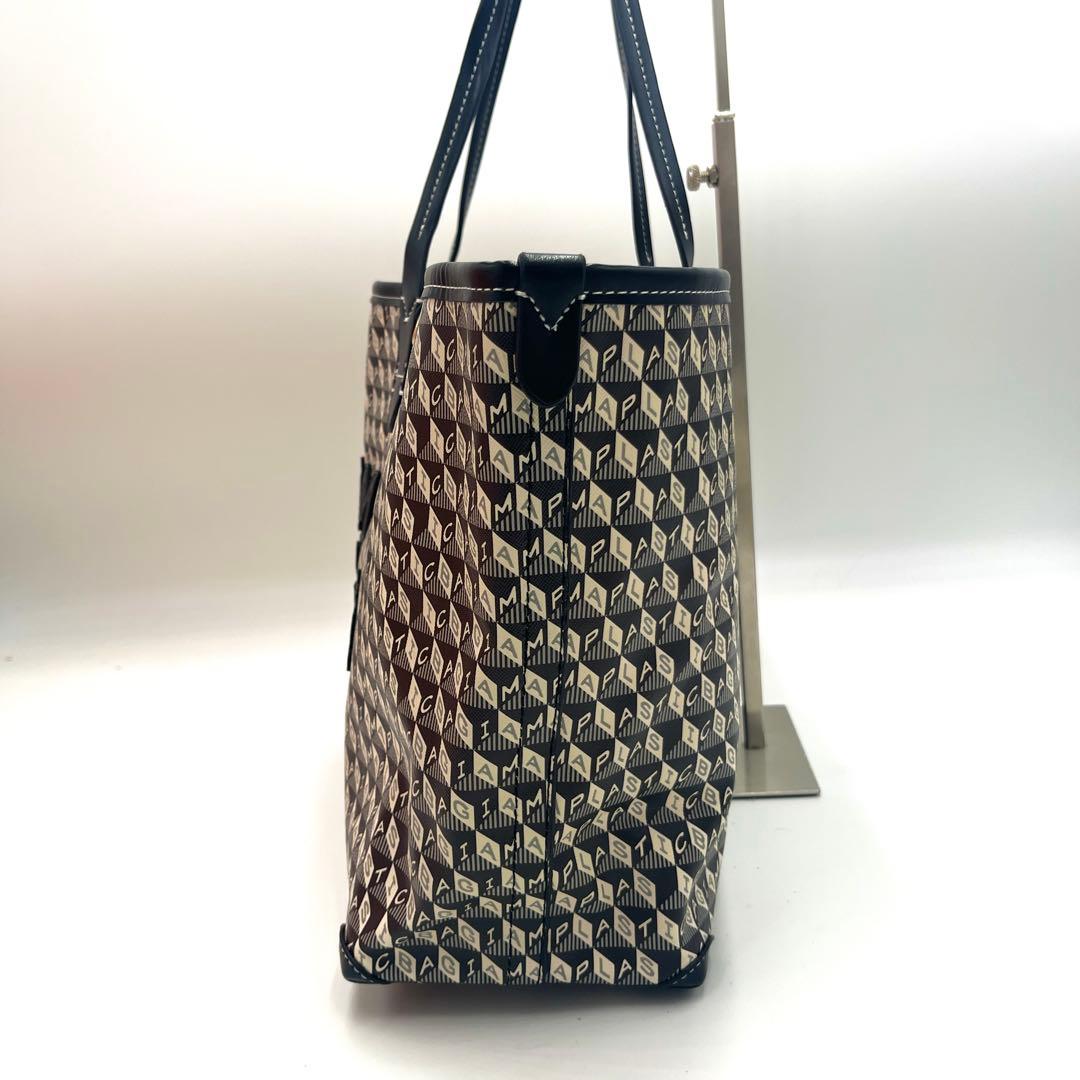 【未使用級】アニヤハインドマーチ プラスチックバッグ 再生繊維 牛革 ブラック