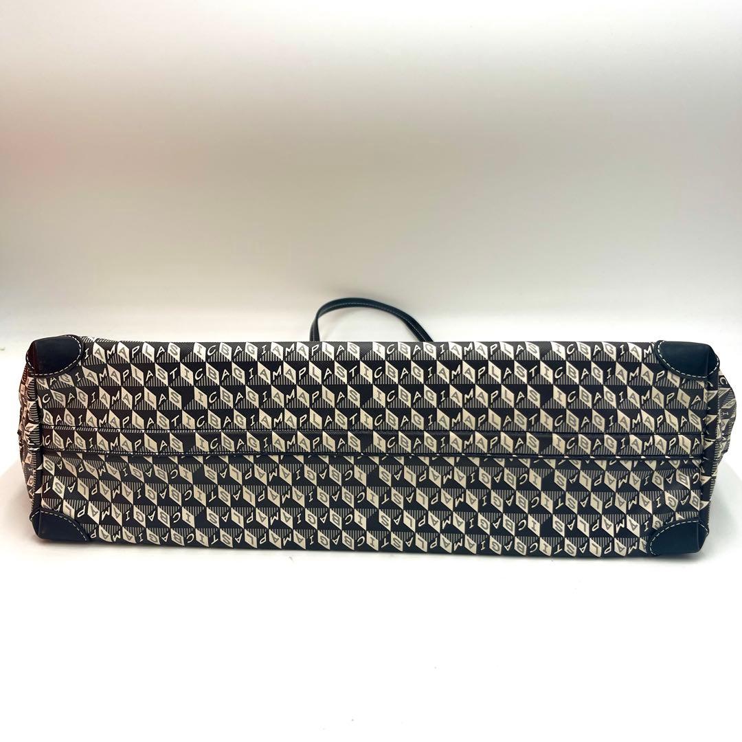 【未使用級】アニヤハインドマーチ プラスチックバッグ 再生繊維 牛革 ブラック