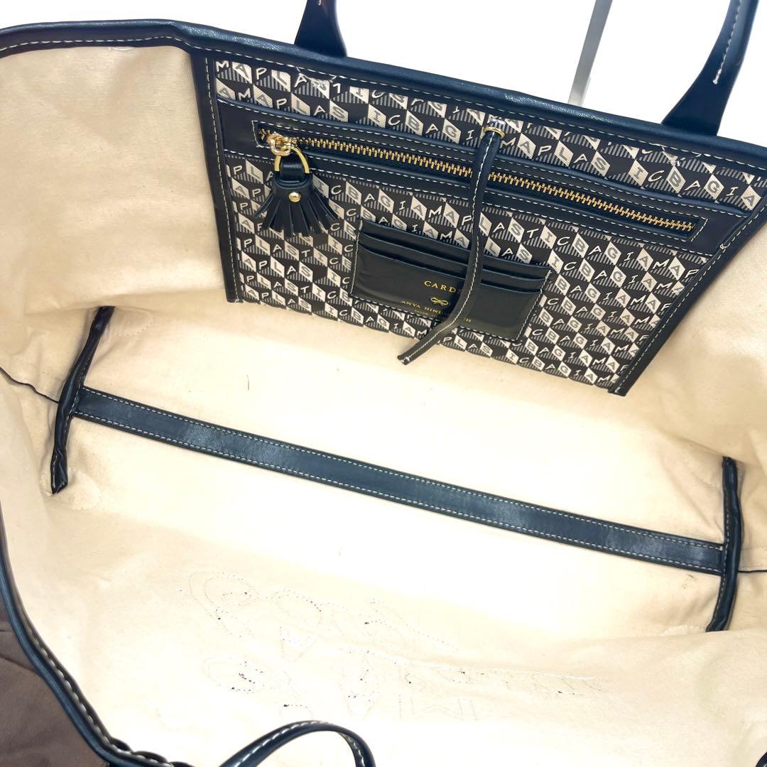 【未使用級】アニヤハインドマーチ プラスチックバッグ 再生繊維 牛革 ブラック