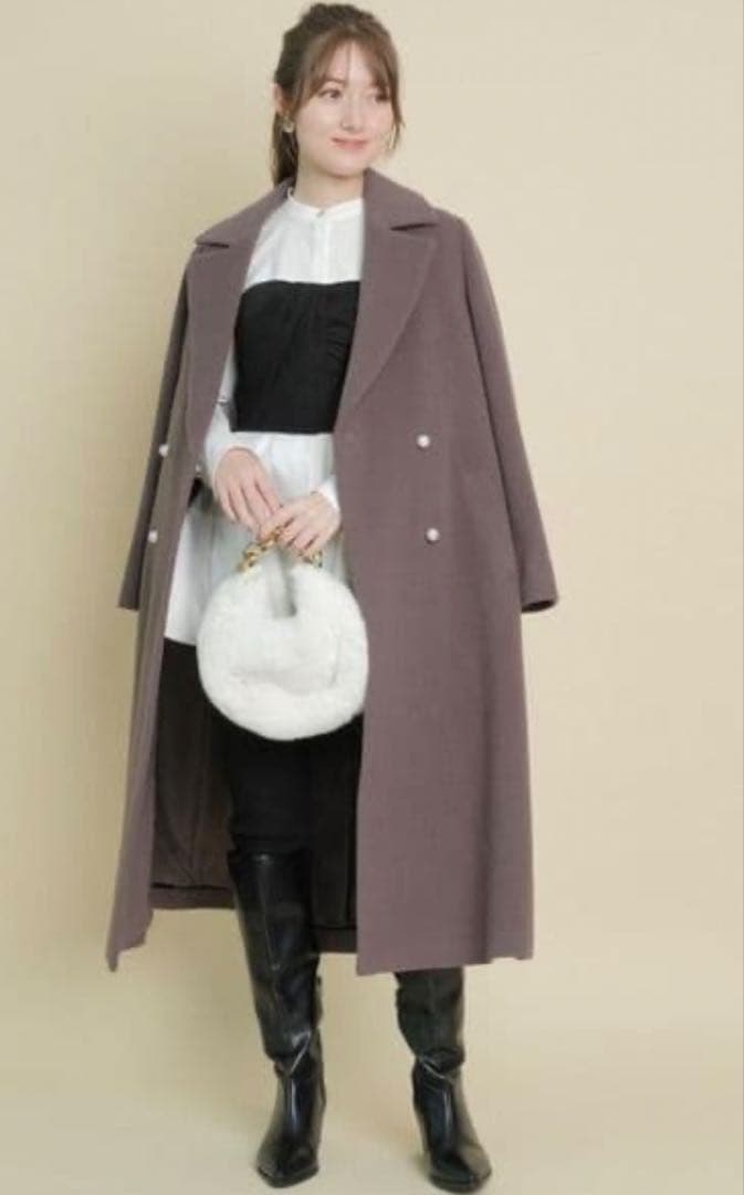 Apuweiser-riche アプワイザーリッシェパール釦バックフレアコート