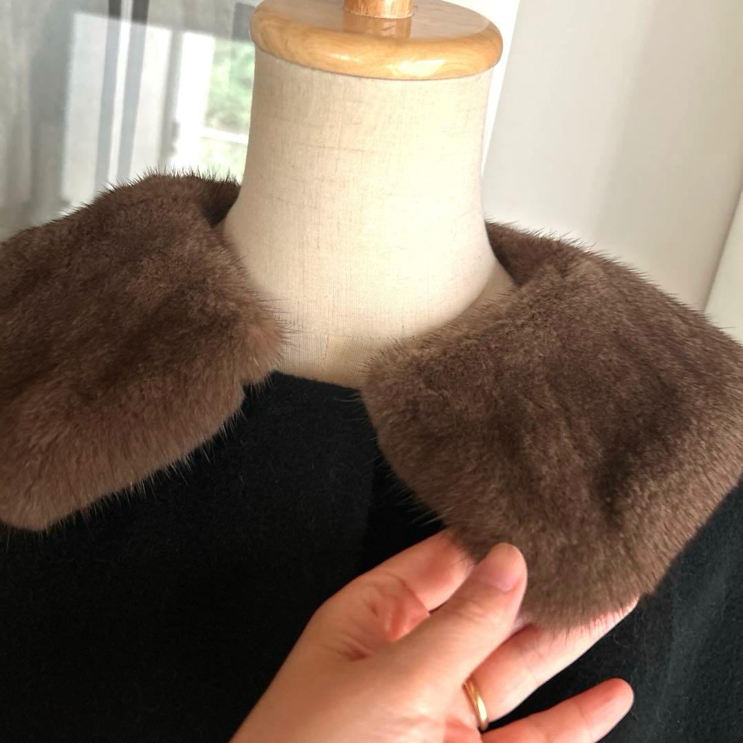 ほぼ未使用　2023〜2024年　フォクシーカシミヤ100%ミンクファーポンチョ