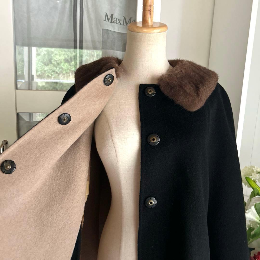 ほぼ未使用　2023〜2024年　フォクシーカシミヤ100%ミンクファーポンチョ