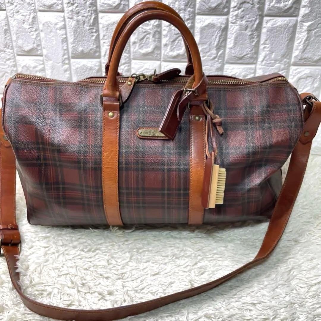 美品　希少　ポロラルフローレン　ボストンバッグ　チェック　2way PVC