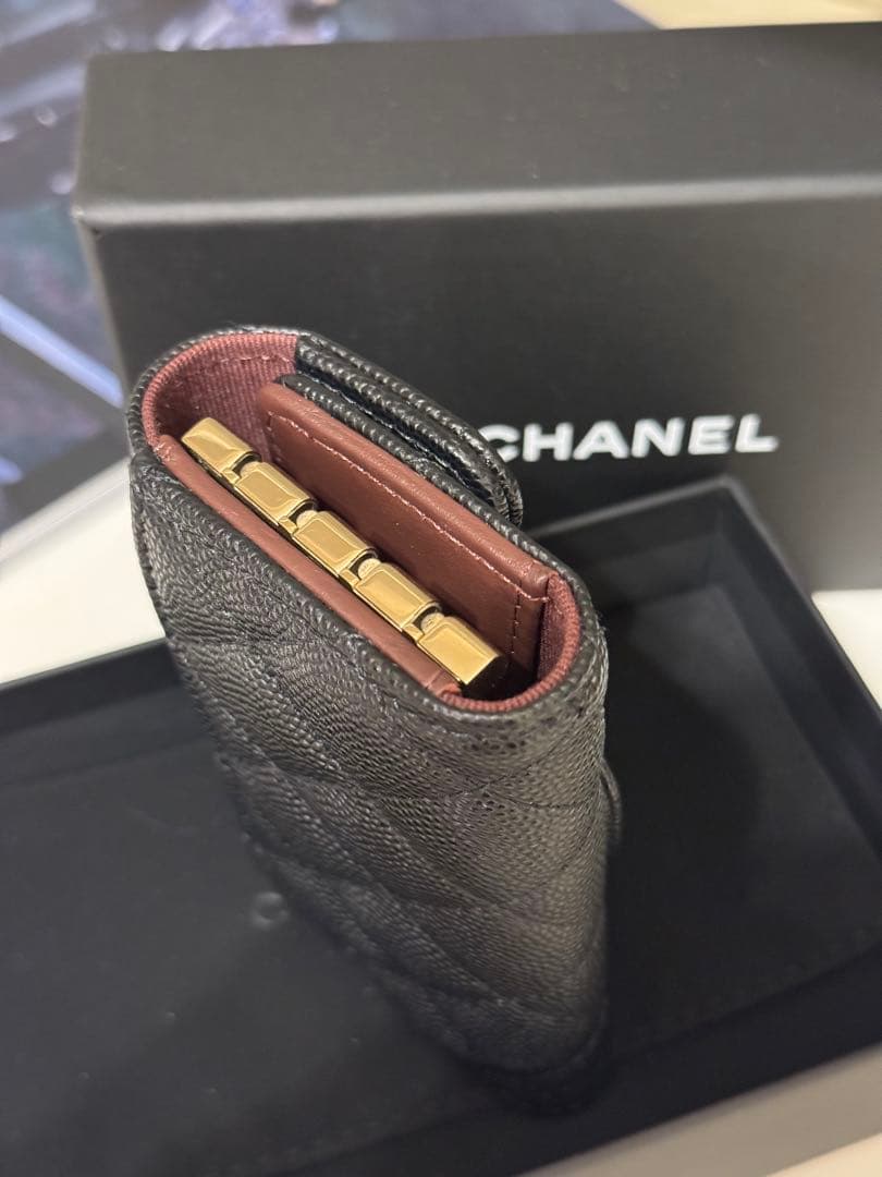CHANEL シャネル ブラック レザー キーケース キャビアレザー