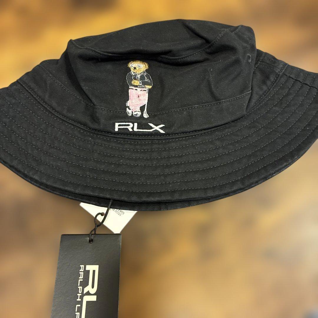 希少　完売品　RLX ポロベア　バケットハット　ブラック　ラルフローレン　ゴルフ