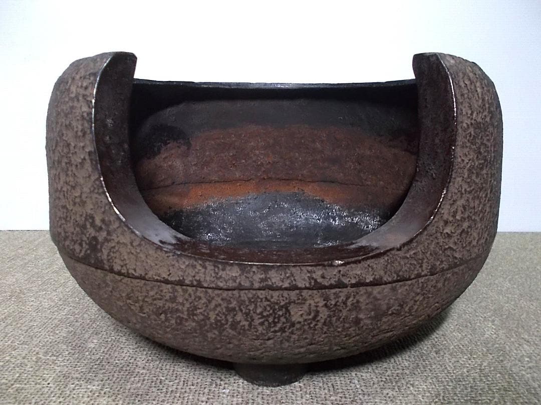 茶道具 鉄鋳物 茶釜 未使用五徳 風炉 桜地紋 底瓦 送料込み