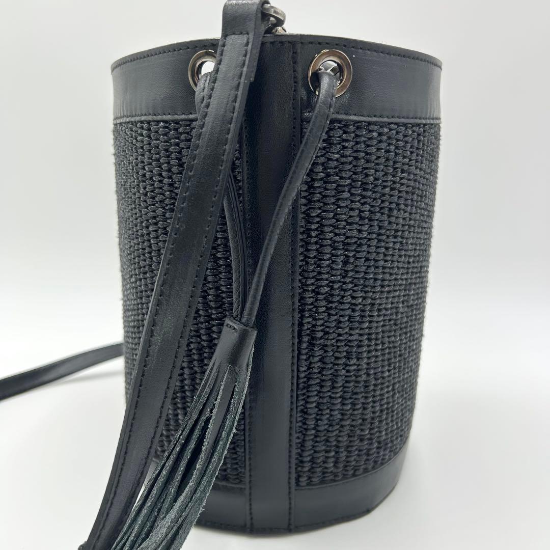 【美品】CHRISTIAN VILLA ラフィアコンビスクエア 2way バケツ