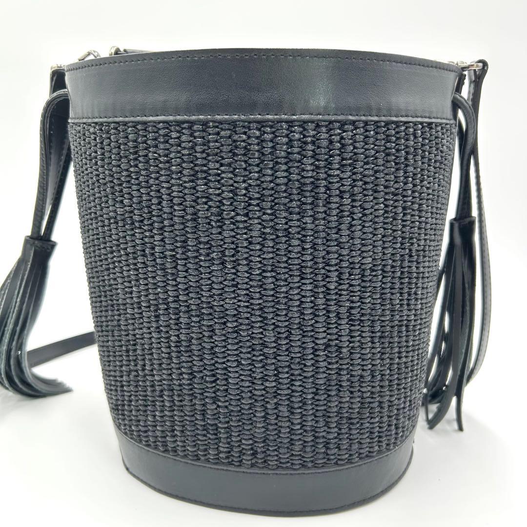 【美品】CHRISTIAN VILLA ラフィアコンビスクエア 2way バケツ