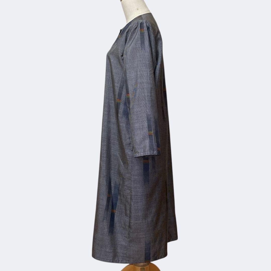 着物リメイク　ノーカラーコート＆スヌード　比翼仕立て　本場大島紬7マルキ証紙付き