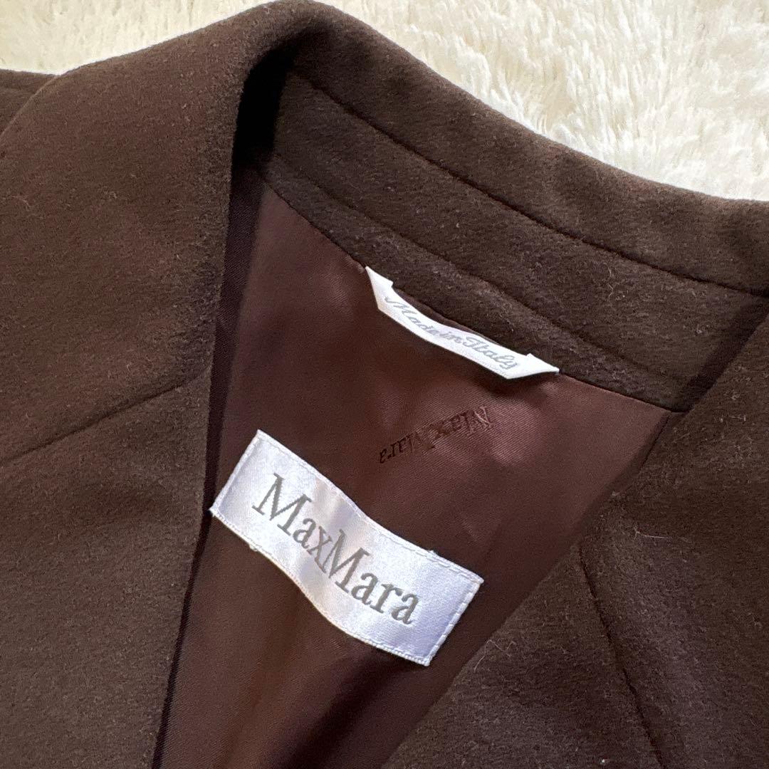 大きいサイズ　マックスマーラ　白タグ　カシミヤ混ウールチェスターコート　44