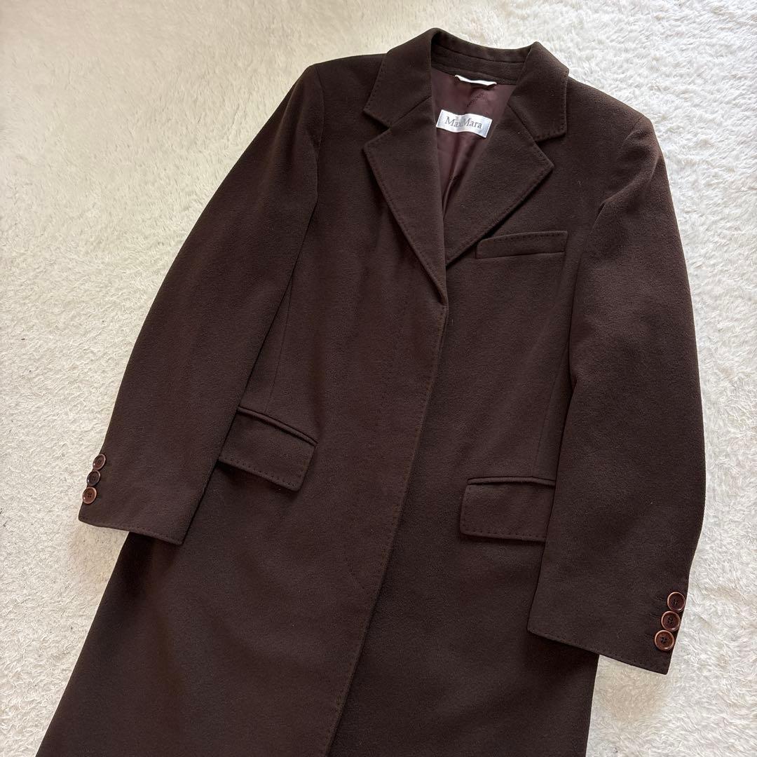 大きいサイズ　マックスマーラ　白タグ　カシミヤ混ウールチェスターコート　44