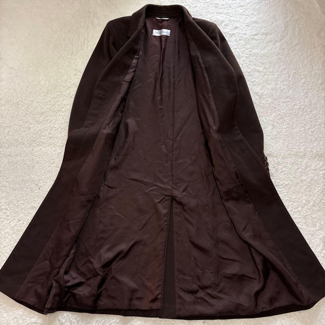 大きいサイズ　マックスマーラ　白タグ　カシミヤ混ウールチェスターコート　44