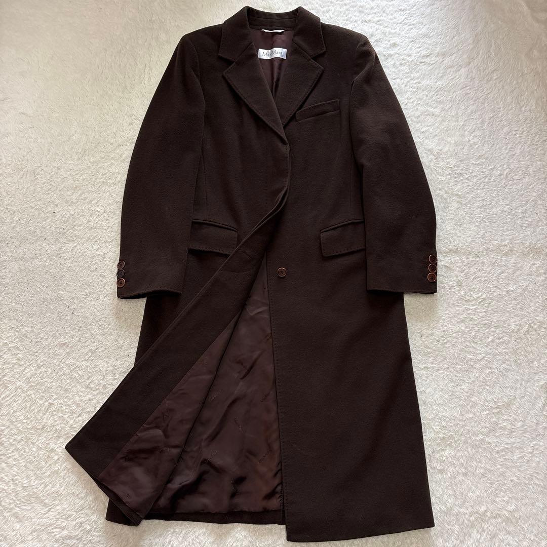 大きいサイズ　マックスマーラ　白タグ　カシミヤ混ウールチェスターコート　44