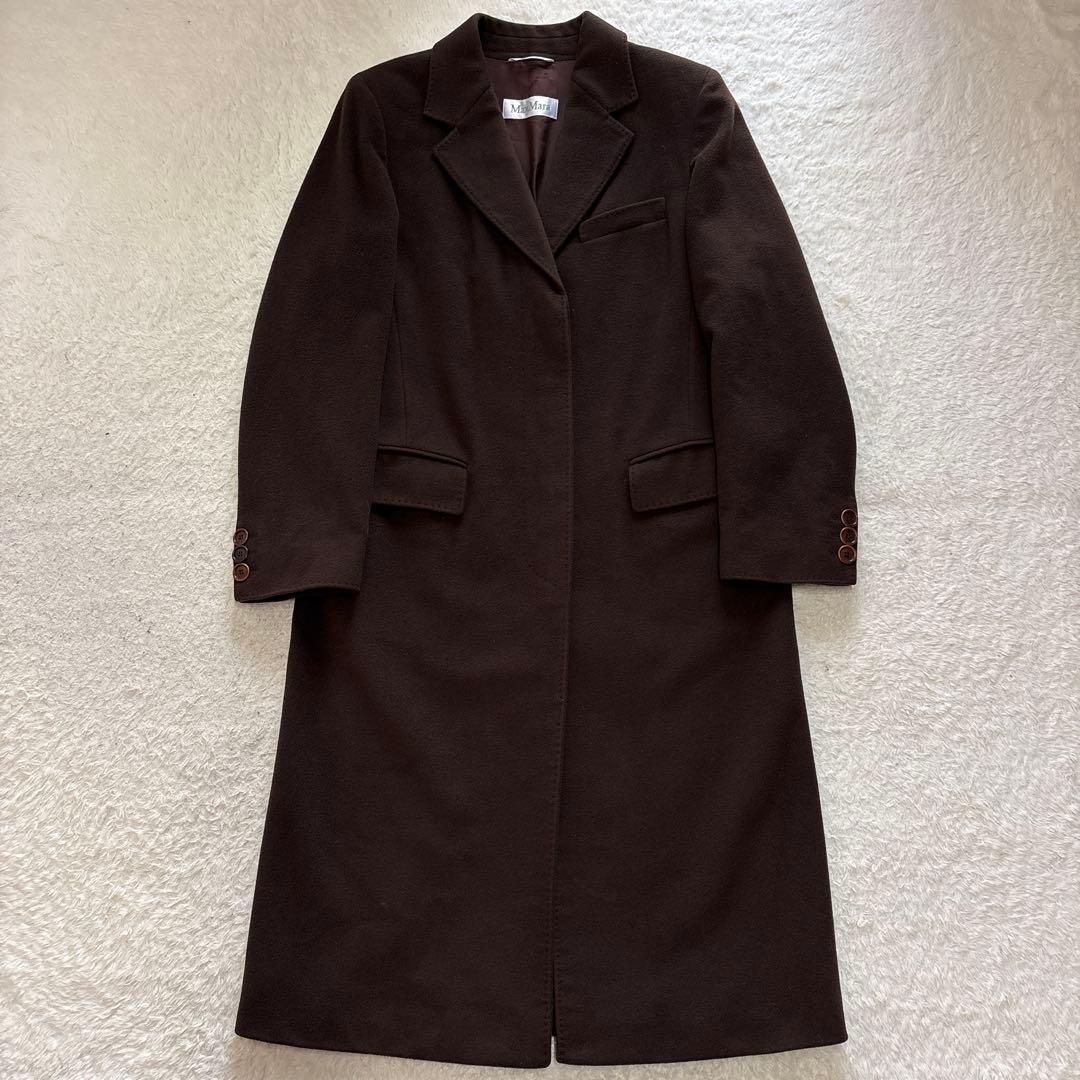 大きいサイズ　マックスマーラ　白タグ　カシミヤ混ウールチェスターコート　44