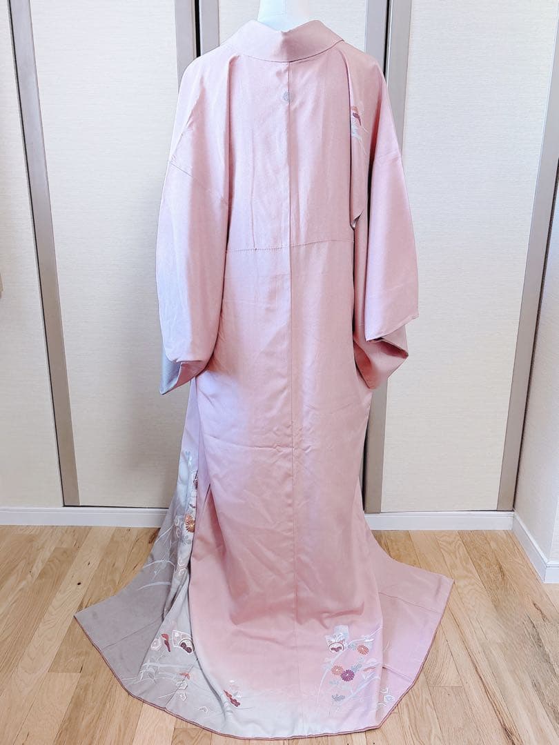 訪問着　一つ紋　フルセット　裄69 友禅 刺繍　卒業式　入学式　お宮参　袋帯 M