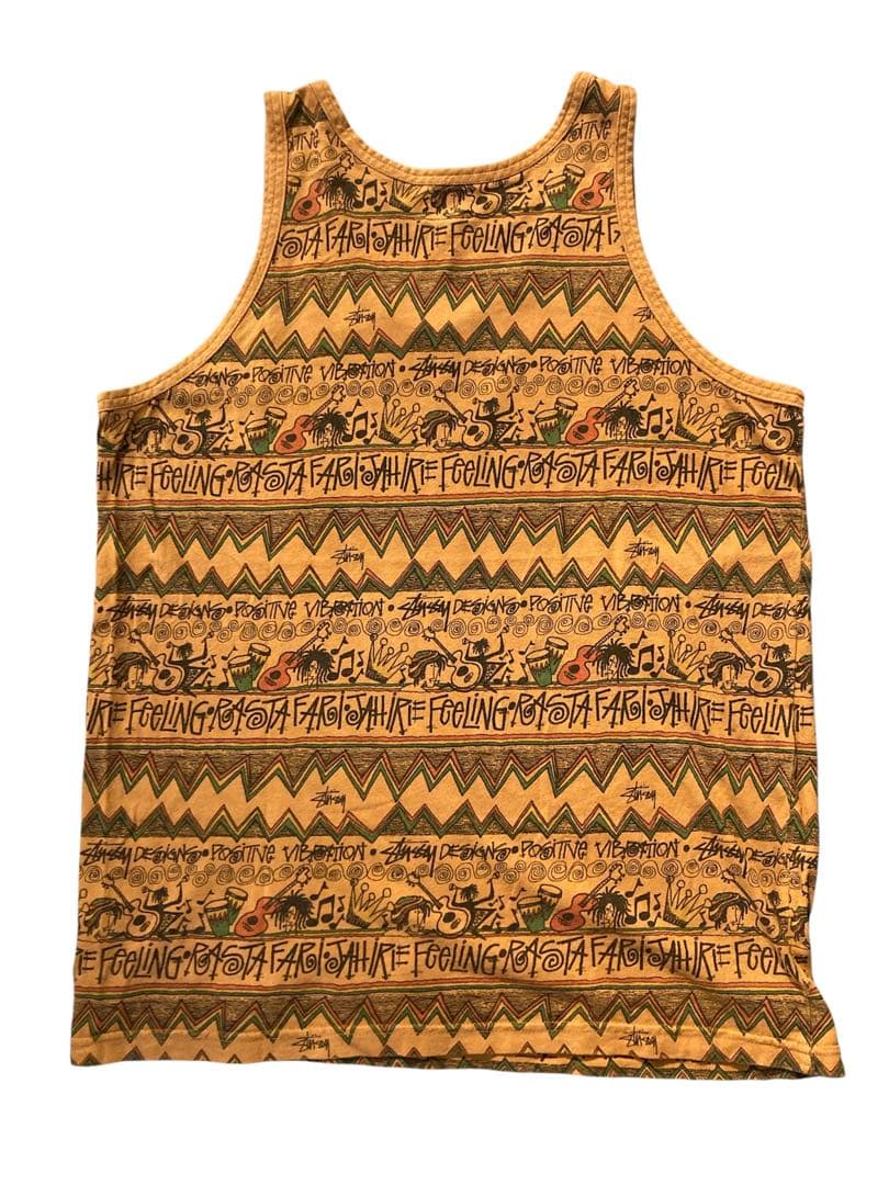 OLD STUSSY IRIE BAND 総柄タンクトップ　ラスタTOM TOM