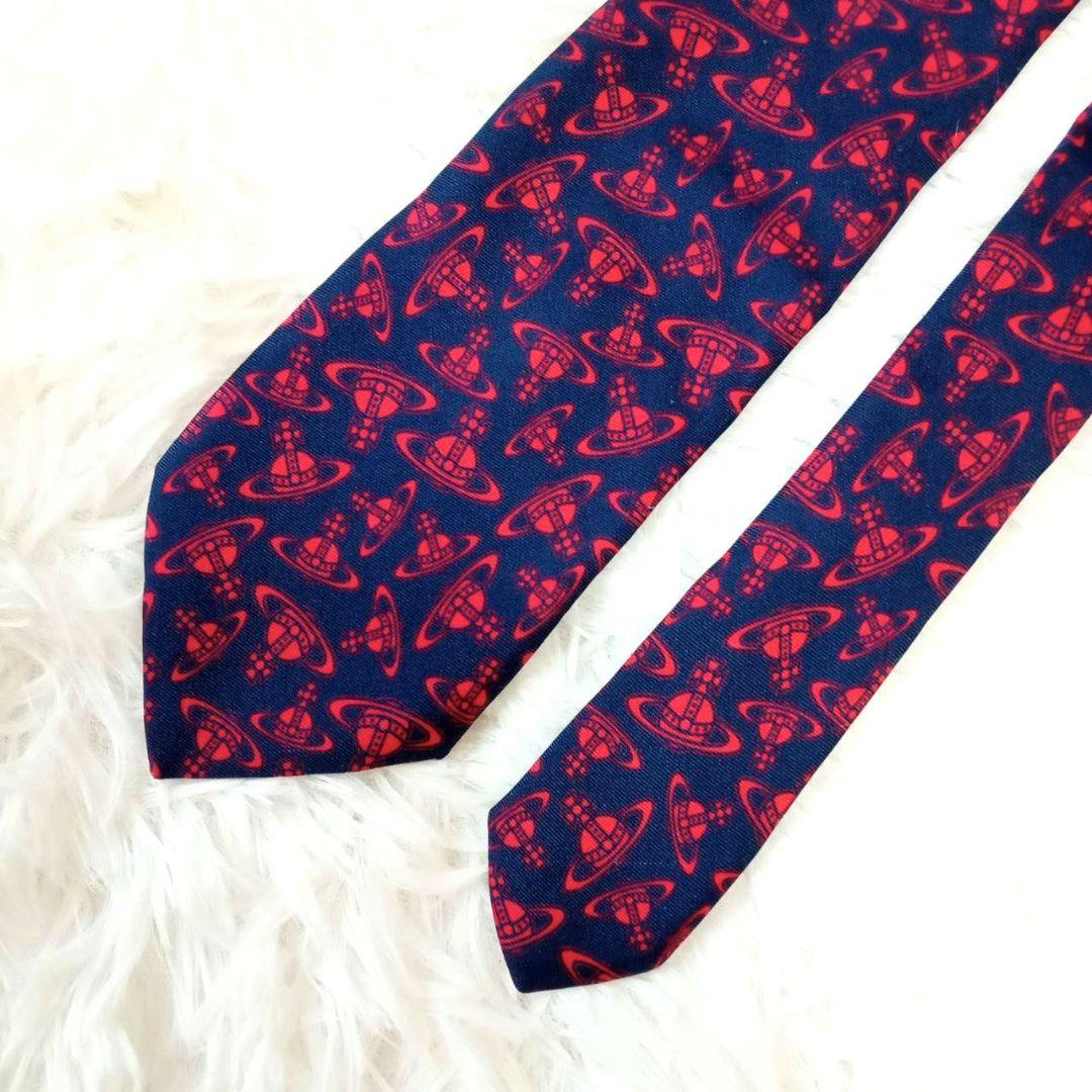 【極美品】Vivienne Westwood 　ネクタイ　オーブ総柄　ネイビー
