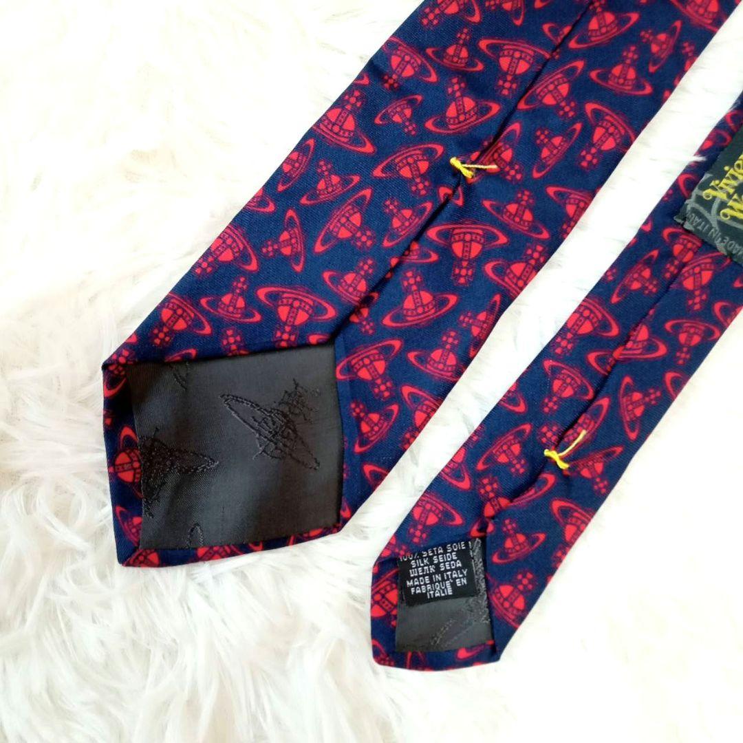 【極美品】Vivienne Westwood 　ネクタイ　オーブ総柄　ネイビー